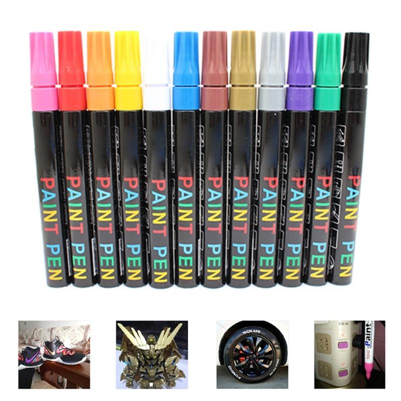 Multifunctional Paint Pens 12 Colors Markers Pens Drawing Pens Paint Pens Car Scratch Repair Pen for Glass Ceramic