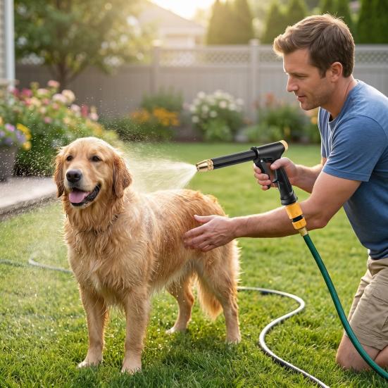 Garden Hose Nozzle with Foam Cannon, Quick Connectors, Heavy Duty Car Wash Nozzle, High Pressure Hose Nozzle for Washing Car Watering Plants Cleaning