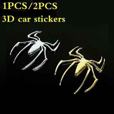 3D Car Stickers Metal Spider Shape Emblem Chrome 3D Car Truck Motor Decal Sticker