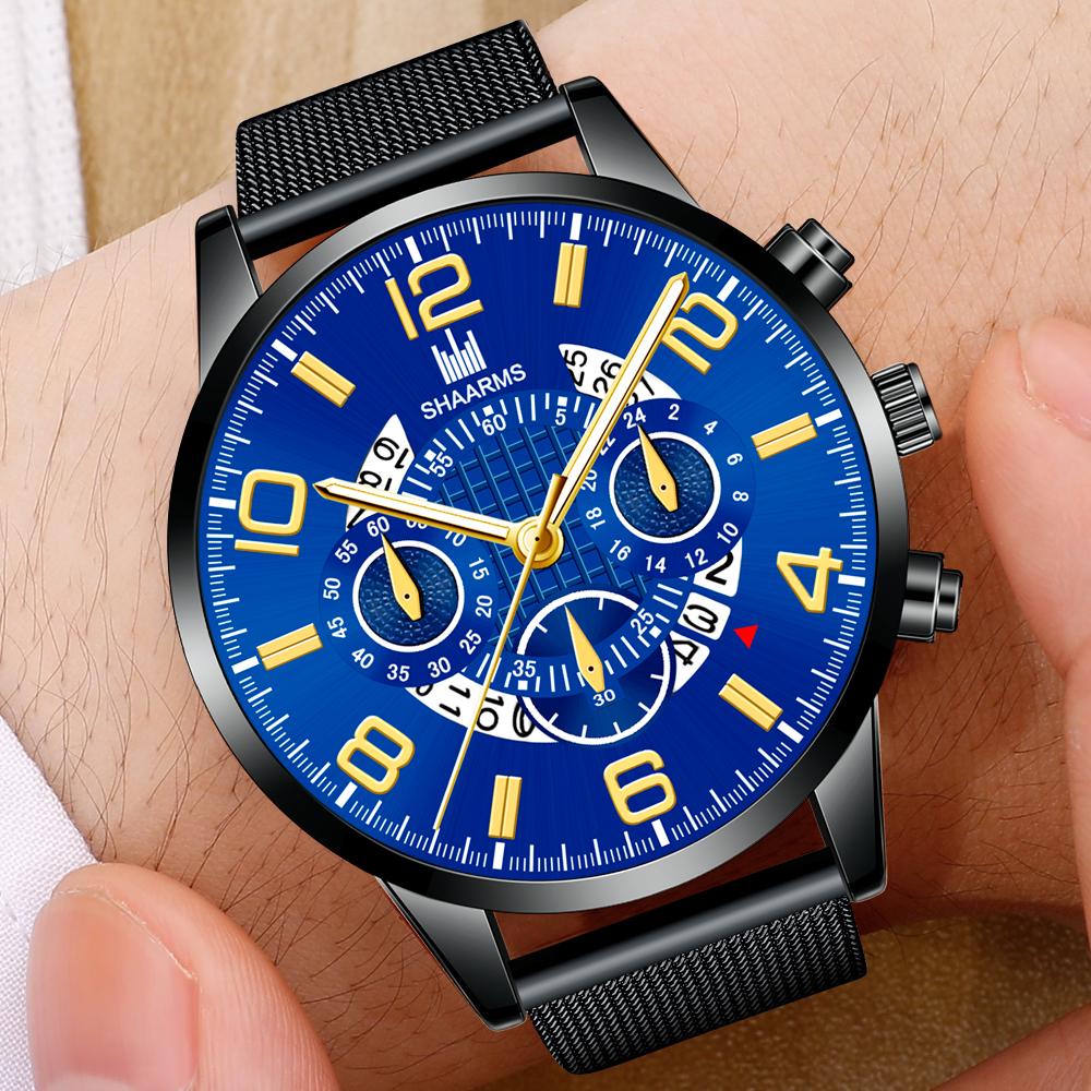 Buy Men'S Fashion Sports Watch Luxury Dial Stainless Steel Quartz Watch