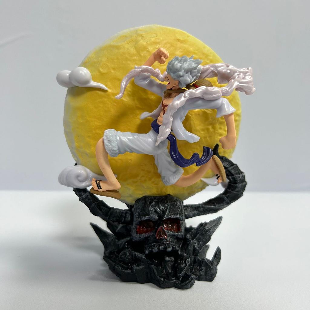 One Piece GK Nika Luffy Onigashima Mond Anime Statue Leuchtende Nachtlicht Figur Modell Mini 14cm