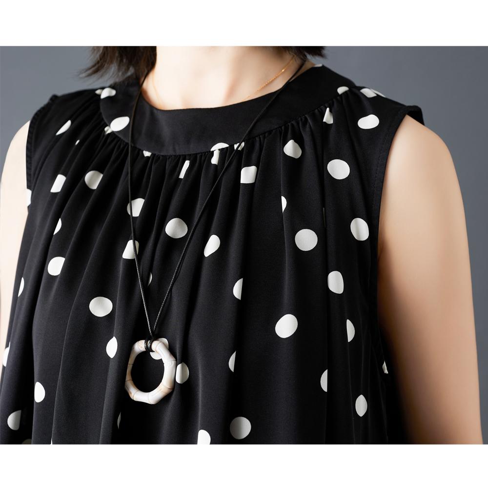 DIMANAF 2026 New Summer Plus Size Women Shirts Tees Casual Loose Blouse Button Sleeveless Lady Tops Pleated Black