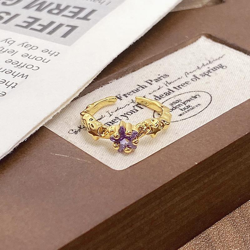 Medieval Personalized Retro Enamel Dripping Oil Inlaid Zir*****Pening Ring Niche Light Luxury High-End Ring Woman