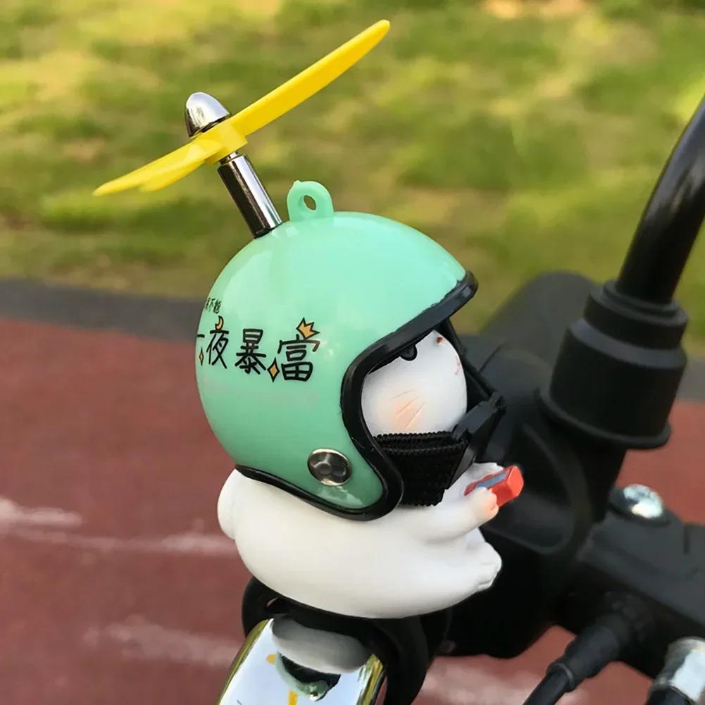Niedliche Katze mit Helm Motorrad Lenker Ornamente Katzenhelm Deko Fahrrad Elektro Cartoon Propeller Fahrausrüstung Zubehör