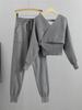 Korean Petite V-Neck Off-Shoulder Knit Two-Piece Set for Women - Autumn/Winter