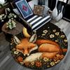 Fox Dreams Round Area Rug,Carpet Rug for Living Room Bedroom Sofa Playroom Decor,Non-slip Floor Mat