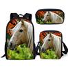 Grasland Pferdemuster dreiteiliges Rucksack-Federmäppchen-Umhängetaschen-Set lässig 3D-bedrucktes Rucksack-Set