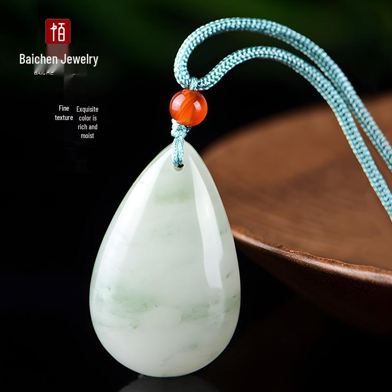 Xinjiang Tianshan White Jade Gold Silk Pendant for Men and Women