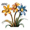 Blumen Yard Art Pfahl Retro Blumenbeet Pfahl Gealterte Metallskulptur Bunte Blumen Rustikale Dekoration Außen für Rasen Weg Eisen