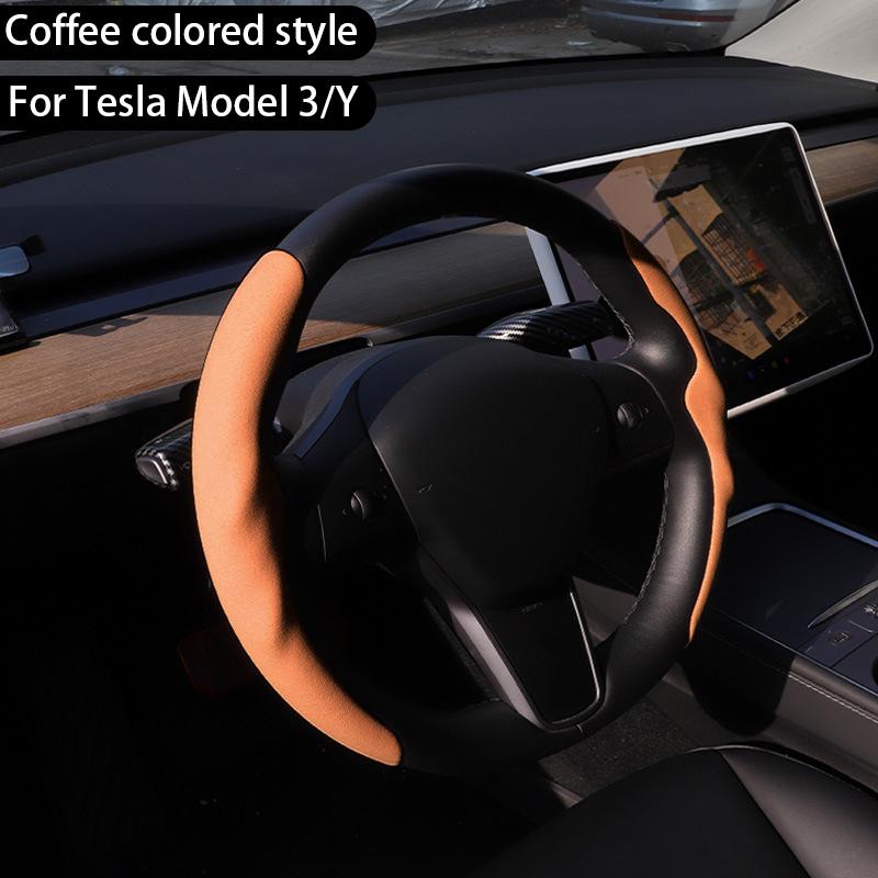 For Tesla Model Y Juniper 2025+ Steering Wheel Cover All Season Universal Deer Suede Sports Steering Wheel Cover