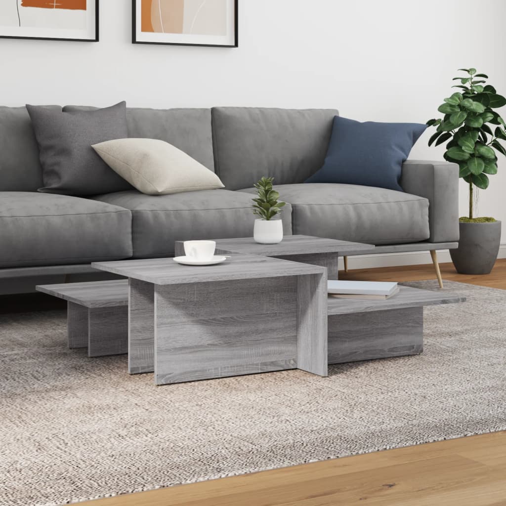  Coffee Tables 2 Pcs. Grey Sonoma Oak, Wood-based Material