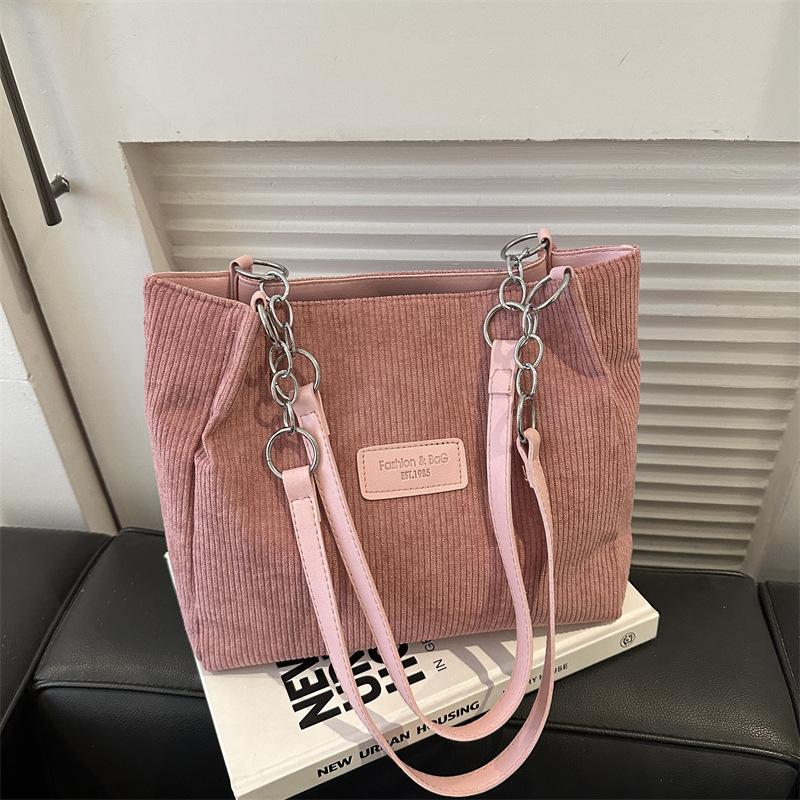 Corduroy large-capacity bag women's shoulder bag niche design commuter satchel popular velvet tote