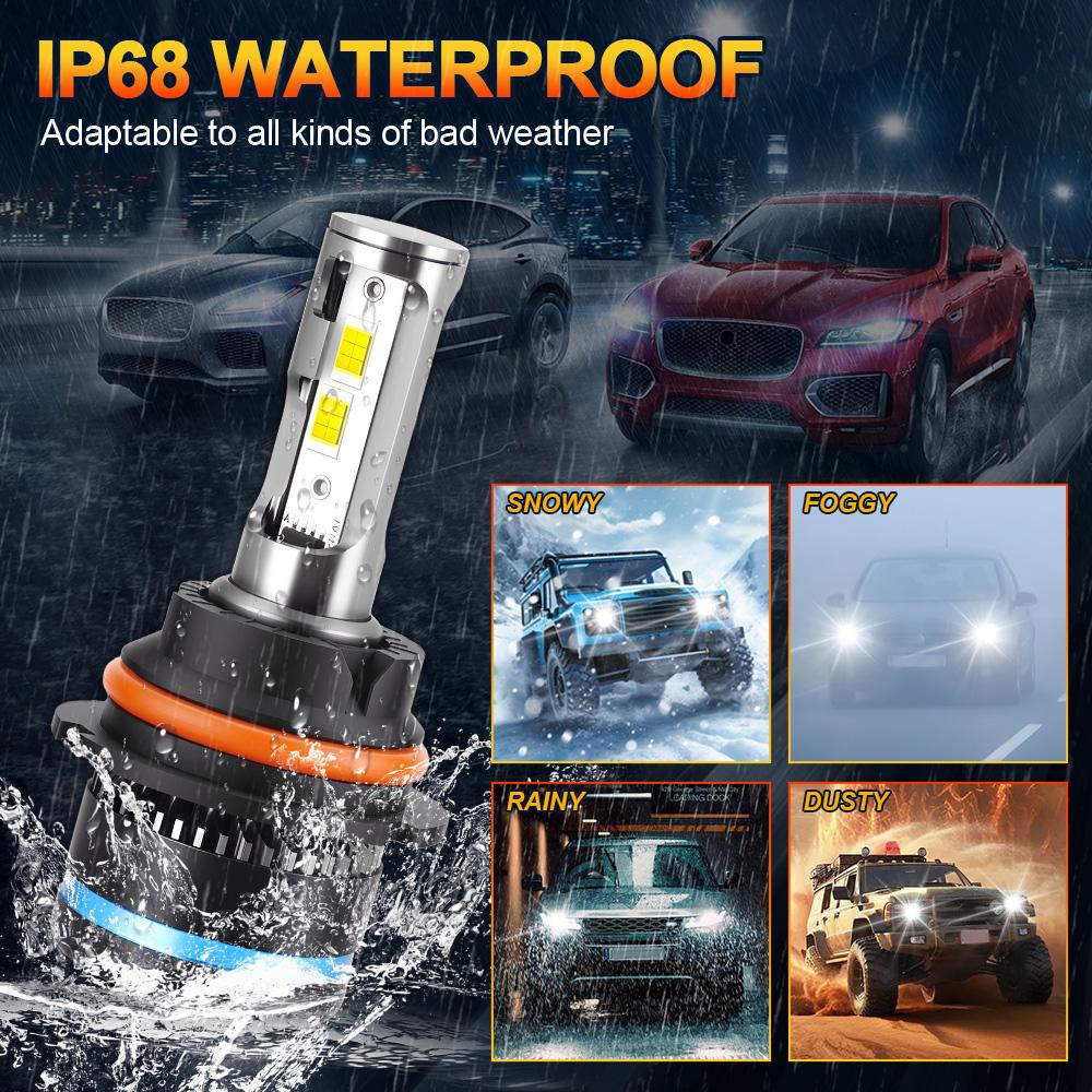 9007/HB5 Canbus LED Headlights Bulbs DC12V Car Led Bulb 3570 Chips 6500K White Mini Size Replacement Light Bulbs