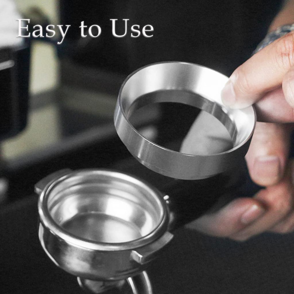 Tubbi 51mm Dosing Ring Durable Stainless Steel Coffee Dosing Ring for 51mm Silver - Portafilters, Replacement, Shatterproof,