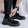 Fashion British Style Platform Shoes Black Vintage Shoes Man’s Work Clothes and Large Toe Shoes Man's Anti-slip Wearable Shoes Platforms