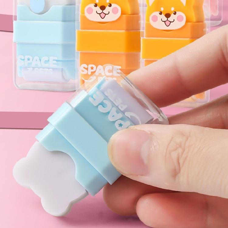 4Pcs Double Ended Animal Roller Eraser With Built In Shavings Cleaner Easy Erasing For Students Workers Writing Drawing