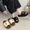 Thick bottom fluffy slippers women wear 2025 new autumn and winter lamb fluffy Internet celebrity fashion home cotton slippers