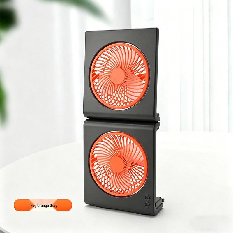 Multifunctional Double-Headed Desktop Fan with Large Airflow and Lighting USB Direct Plug