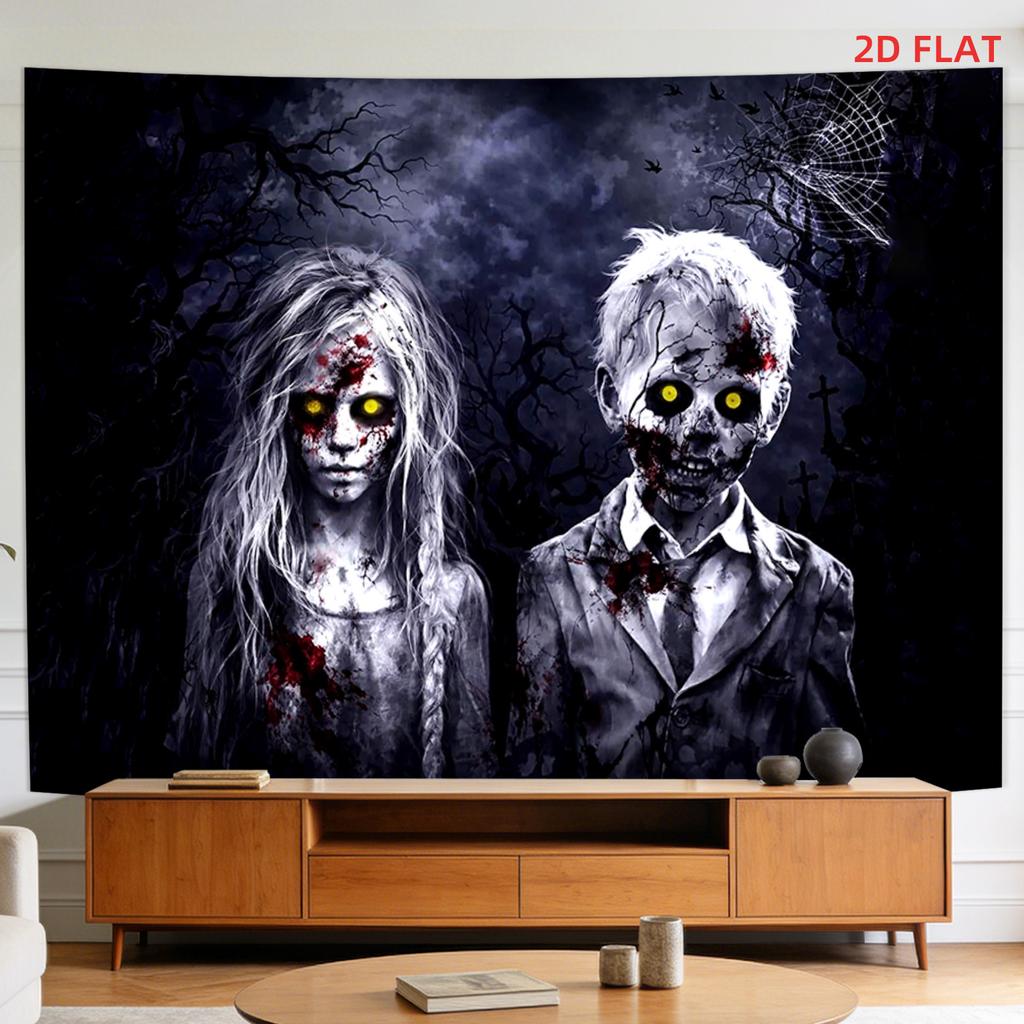 Halloween Dark Zombie Doll Hanging Cloth Thrilling Background Tapestry Gothic Style Bar Party Decoration