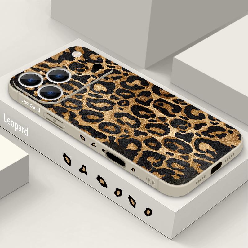 Golden Leopard Print Lanyard Case For iPhone 17 Pro Max Funda iPhone 16 15 14 13 Pro Max 11 16E 17E Soft Silicone Cover