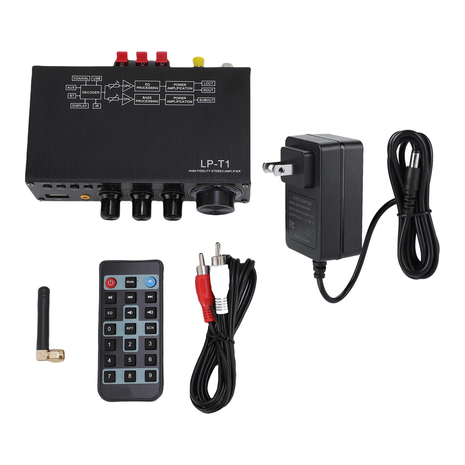 Konnwei 2.1 Channel Stereo Amplifier Bluetooth 5.1 Hifi Digital Subwoofer Amplifier Receiver With Remote Control For Home