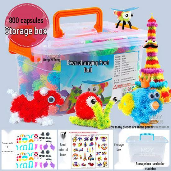Fluffy Pom-Pom DIY Assembly Double Hook Squeeze Ball Educational Toy