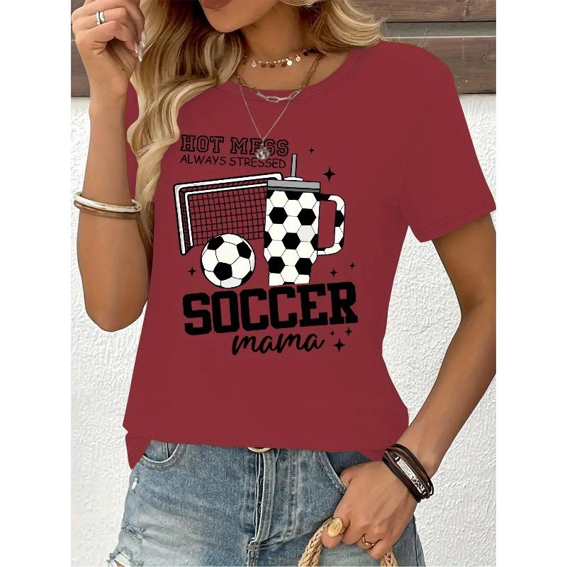 Graphic Print T-shirt, Short Sleeve Crew Neck Casual Top for Summer & Spring, Women's Clothing