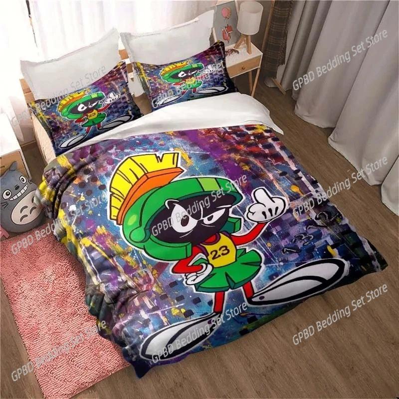Cartoon Marvin Martian Comfortable Duvet Quilt Cover Pillowcase Bedding Set Children Bedroom Decoration Home Textile