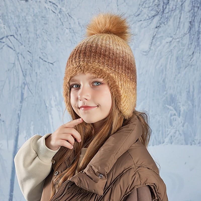 Childrens Knitted Cap With Windproof Design And Soft Acrylic Material For Winter