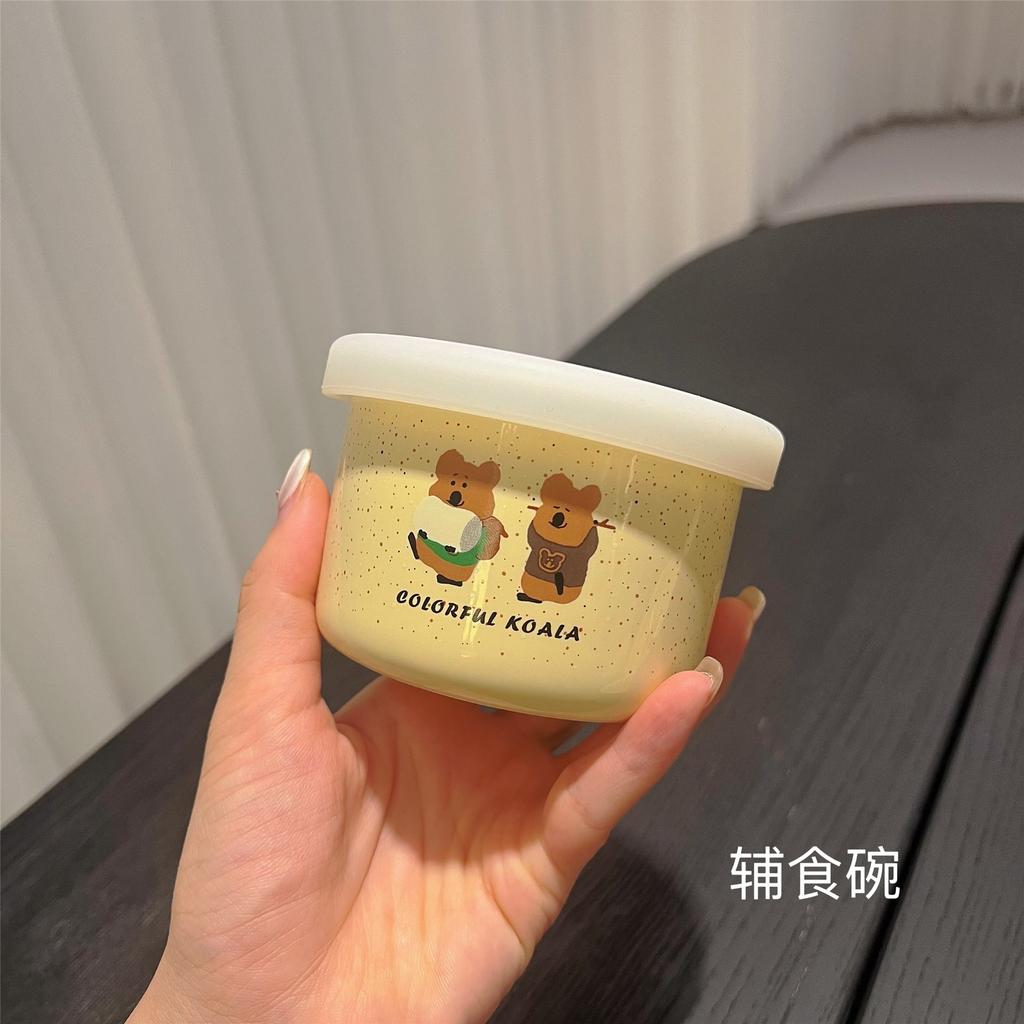 Bowl Combination Wind Cream Koala Series Tableware Ceramic Bowl Household Plate Breakfast One Person Mug