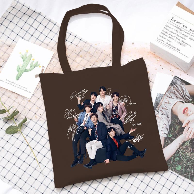 Korean Style Printed Canvas Tote Bag for Women Men Large Capacity Commuter Shoulder Handbag Fashionable Daily Outing Purse KTB