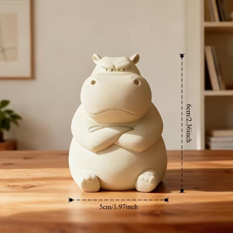 

3D Printed Angry Hippo Car Dashboard Decor - Durable Plastic, Halloween & Christmas Gift (Home Desk/Party)