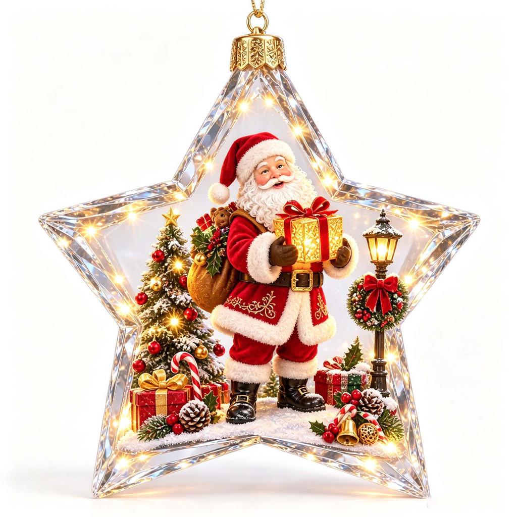 Christmas Acrylic Transparent Crystal Ball Decor With Glowing 3d Effect For Home Decorations