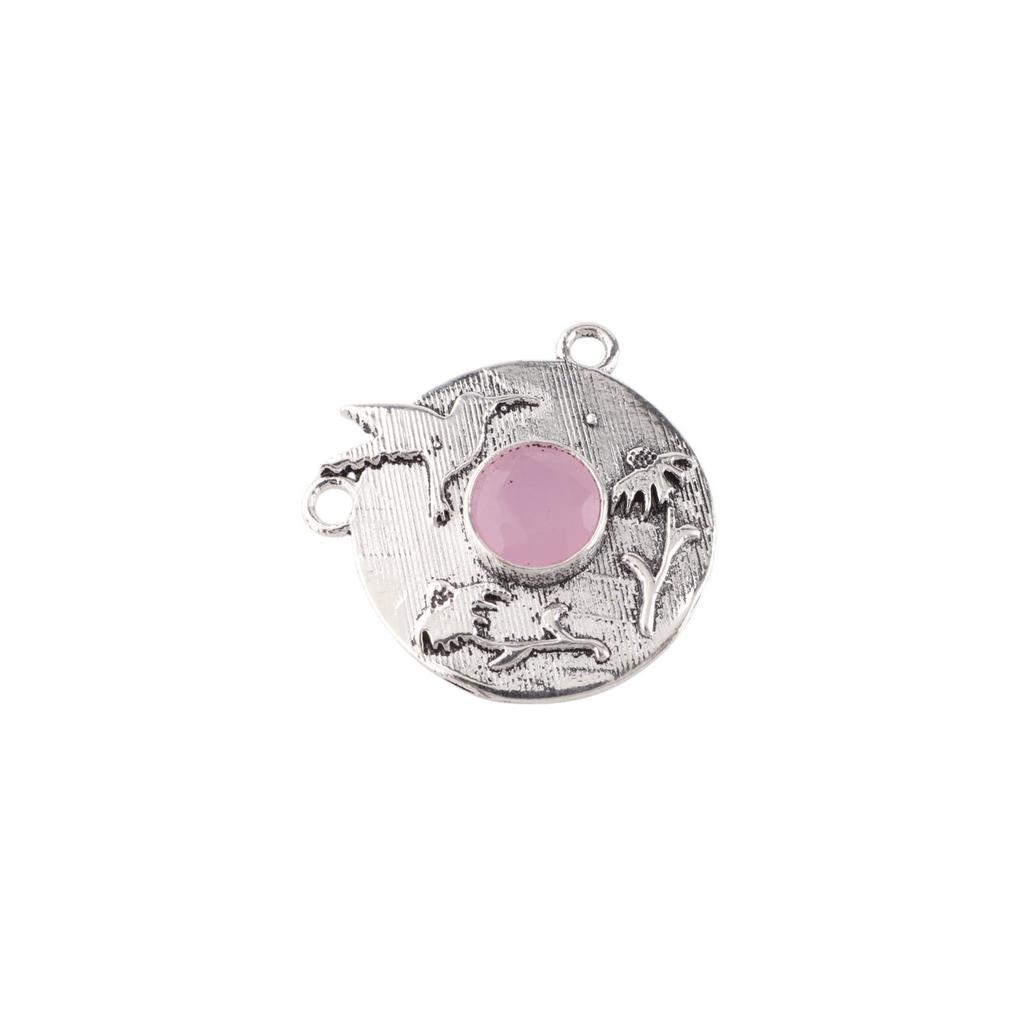 Rose Chalcedony Gemstone 925 Sterling Silver Jewelry Handmade Boho Pendant0.92" CP-34-19