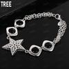 925 Sterling Silver Openwork Five-Pointed Star Side Chain Exquisite Bracelet Gift Jewelry
