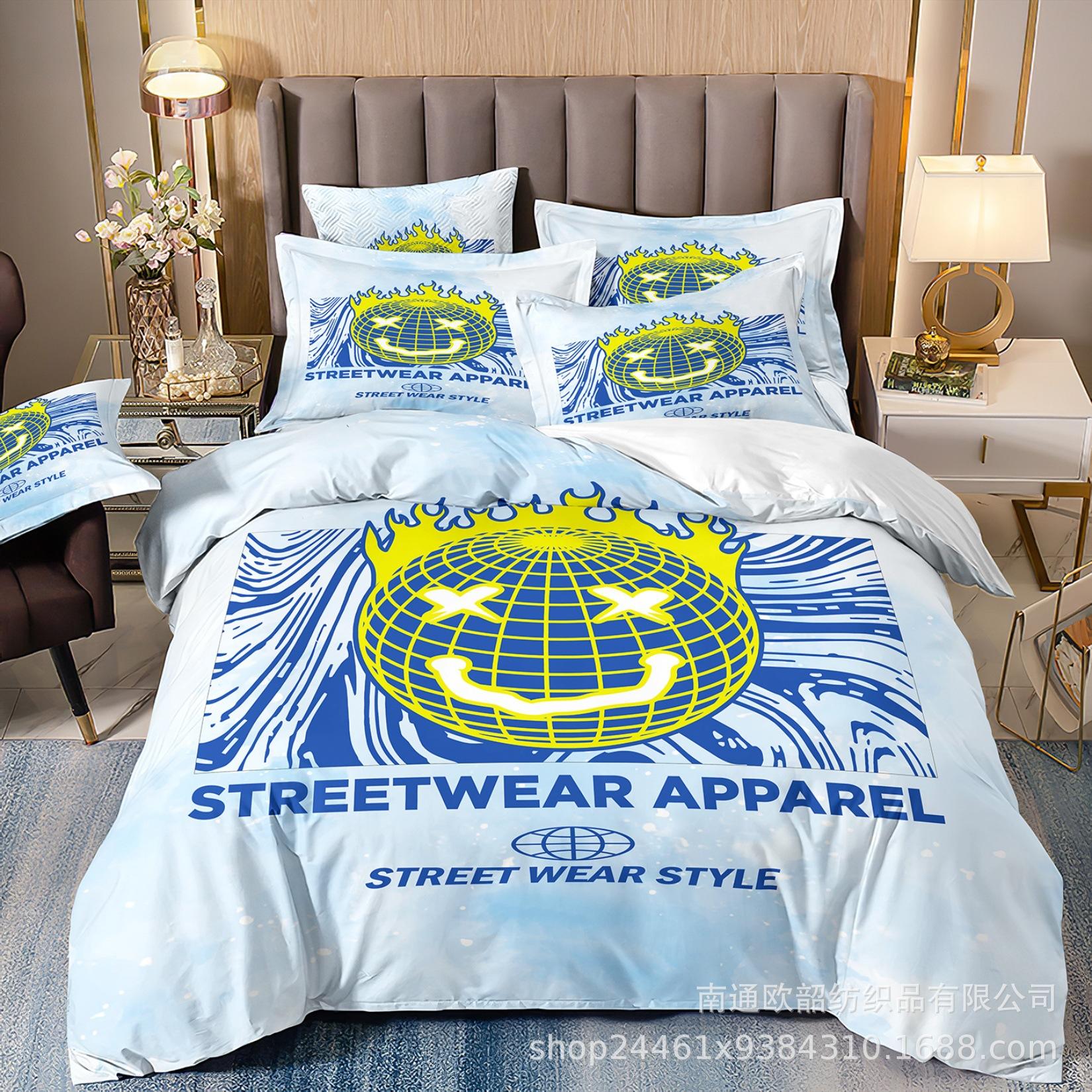 

Hot-Selling 3D Digital Printing Hip-Hop Graffiti Smiley Face Bedding Pillowcase Duvet Cover Three-Piece Set EU Twin quilt cover 135 * 200 2pcs