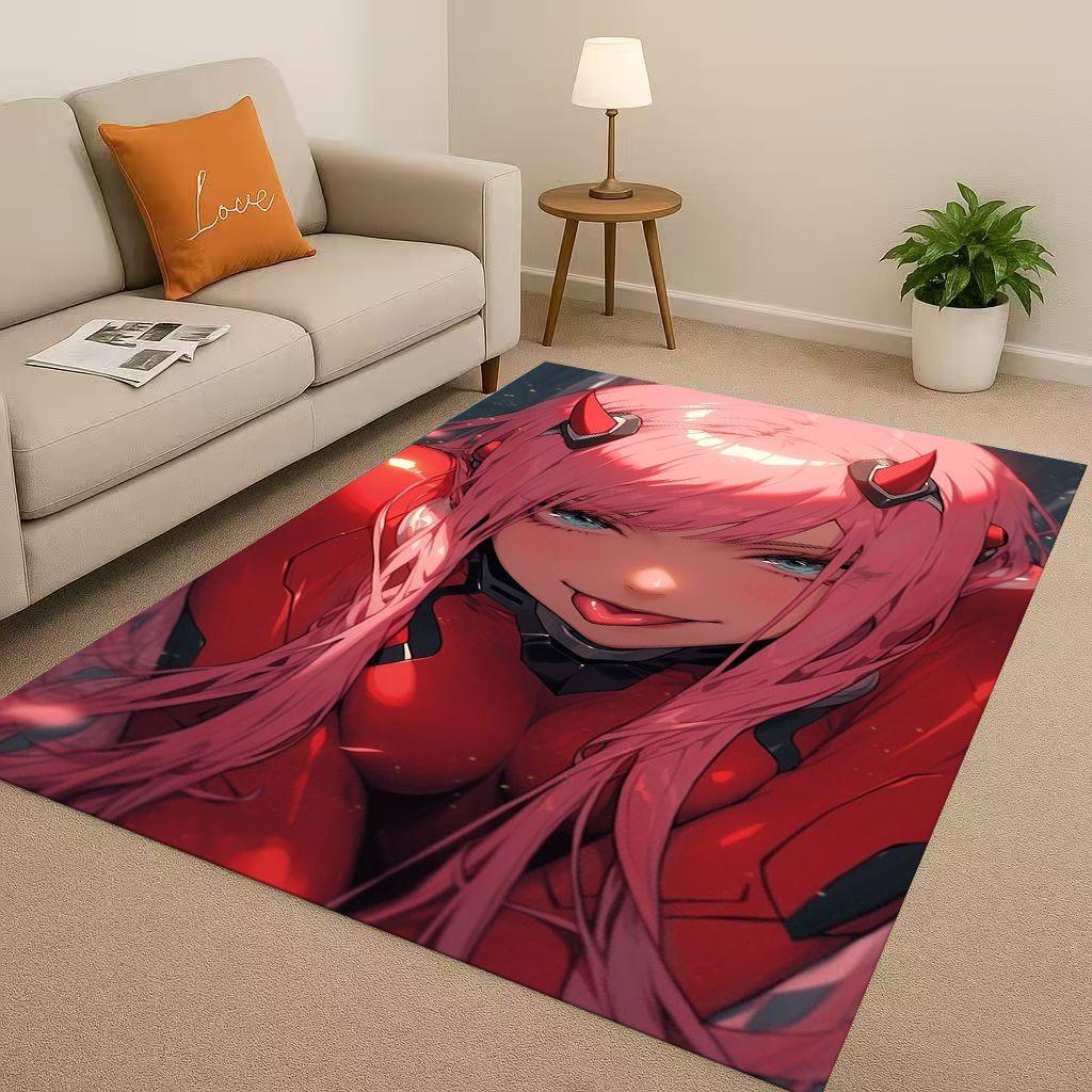 Sexy Girl Zero Two DARLING In The FRANXX Cartoon Living Room Non Slip Area Rug Carpet for Bedroom Sofa,Easy Clean Home Doormat