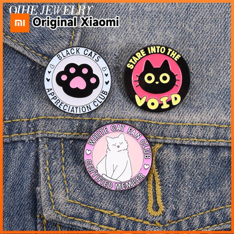 Xiaomi Black Cats Appreciation Club Cat Paw Print Enamel Pins White Cat Fan Club Certified Member Badge Brooch Jewelry Cat Lovers Gifts