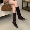 Suede boots women's 2025 autumn and winter square head inner height increase thick heel fashion boots women's western knight boots