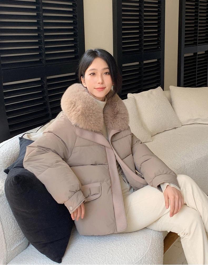 Damen Kurz Großer Pelzkragen Winddicht Verdicken Warm Winterjacke