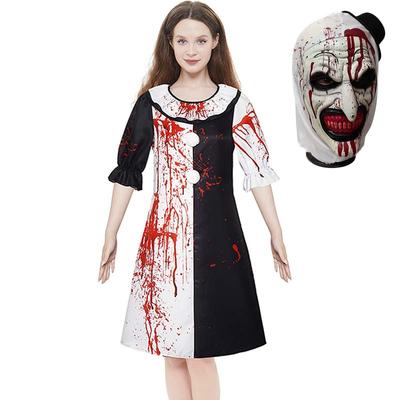 Kobiety Horror Joker Cosplay Film Terrifierr Czarno-Białe Body Sukienka Zabójczego Klauna Na Karnawał Damskie Kostiumy Halloweenowe