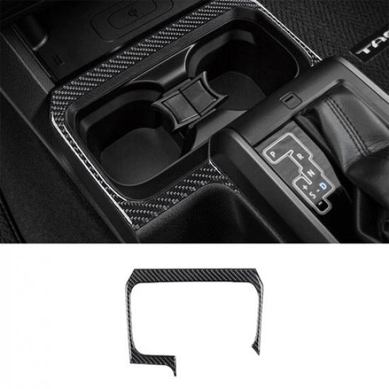 Carbon Fiber Interior Floor Console Cupholder Cover Trim For Toyota Tacoma 16-22