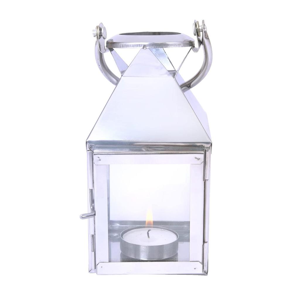 Glass Stainless Steel Lantern with One Tealight Candle|Hanging Lantern Perfect for Home Decor|Lantern for Home Decoration