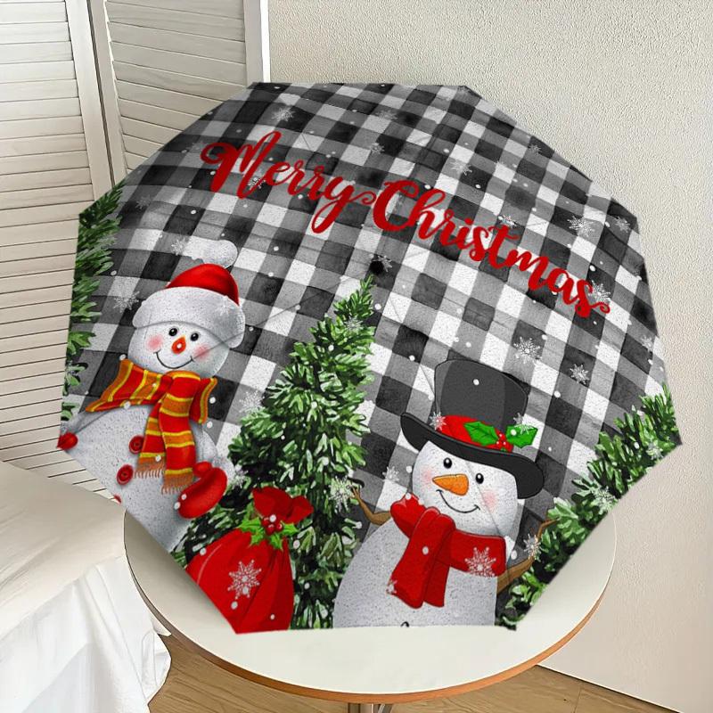 

1pc Christmas Snowmen Decorative Placemat Umbrella with Plastic Handle,Suitable for All Seasons Home Travel Outdoor UmbrellaDD250