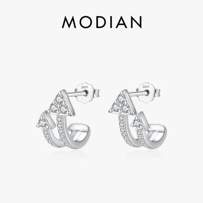 MODIAN Real 925 Sterling Silver Only Up Arrow Clear CZ Stud Earrings Trendy Party Fit Jewelry For Women Fine Birthday Gifts