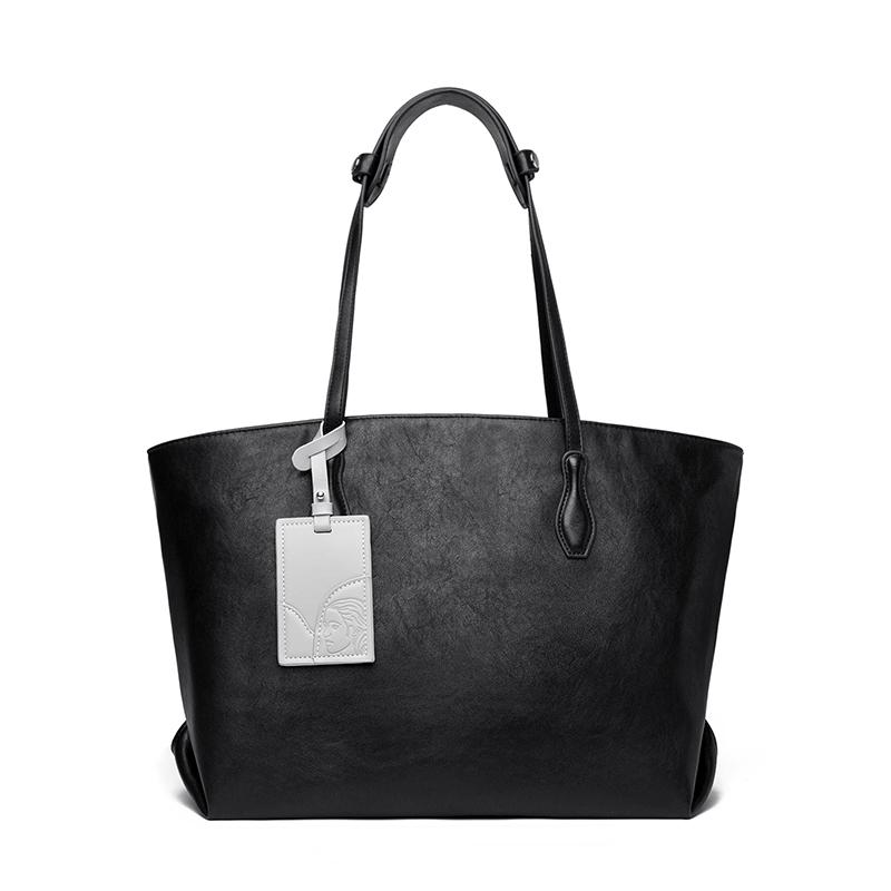 

Luxury Large Capacity Women Shoulder Bag PU Leather Commuter Tote, Fashi Durable Office Work Bag, Simple Design Pure Handbag чёрный