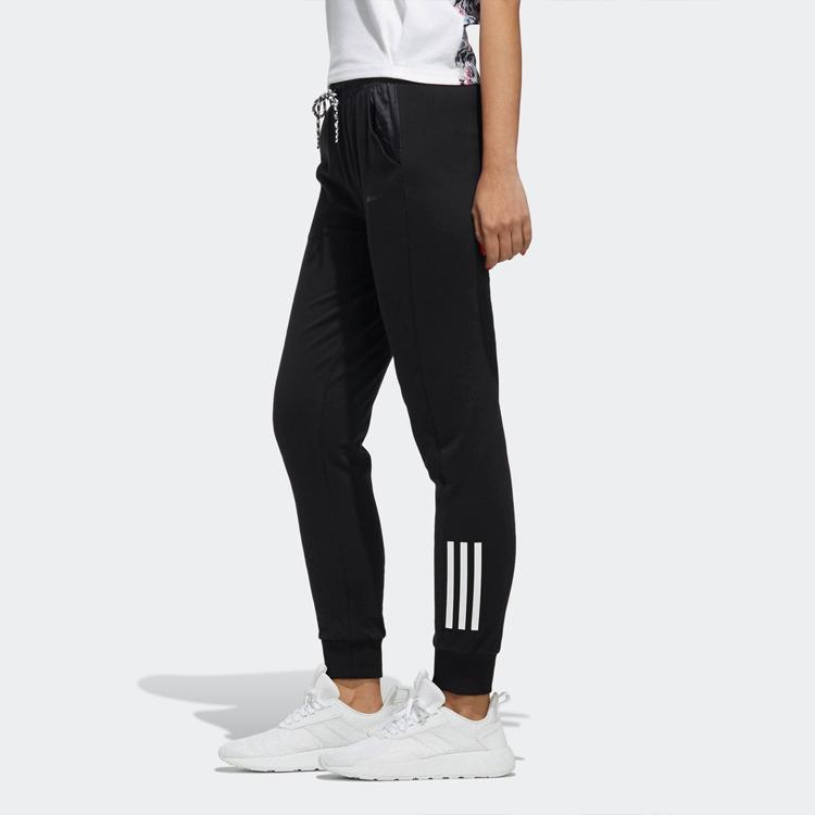 Adidas Neo Three Stripe Drawstring Cuffed Sports Pants Women Pants Black DW7801