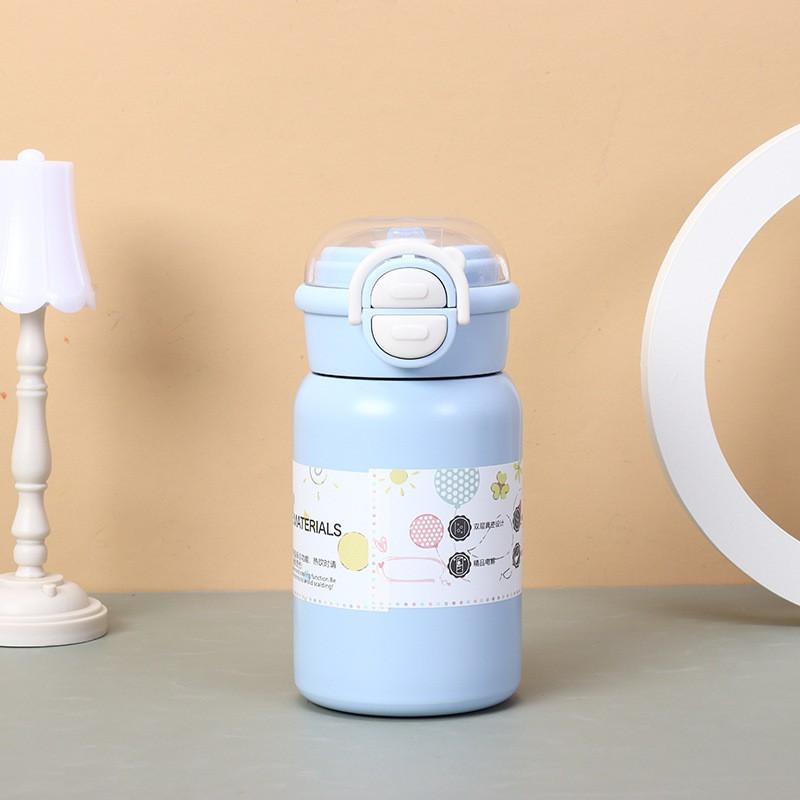 Cute Double-Drink Insulated Tumbler With Straw Women Students Kids 316 Stainless Steel Portable Thermos Cup 400ml