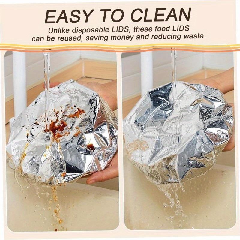 50 PCS Reusable Foil Food Shelter - Heat-resistant and Insulated Film for Kitchen Storage, Preservation
