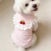 Breathable Puppy T-Shirt Ruffled Collar Dog Short Sleeve Sweet Style Dog Lace Vest  Four Seasons